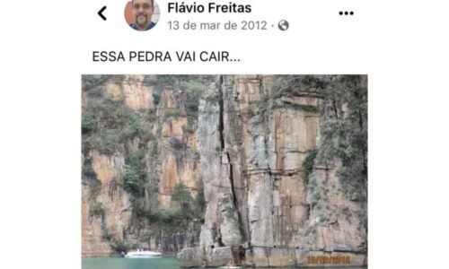 ‘Essa pedra vai cair’: Publicação com a imagem e a ‘premonição’ viralizou nas redes sociais após a queda do bloco de pedra em MG