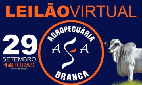 AGROPECUÁRIA ASA BRANCA REALIZARÁ O 1º LEILÃO VIRTUAL AGROPECUÁRIA DA REGIÃO NORTE DE MS DIA 29/09