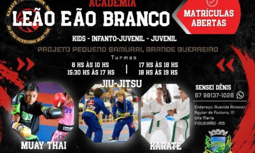 Com apoio da prefeitura de Figueirão, projeto abre inscrições de aulas de artes marciais para crianças e adolescentes