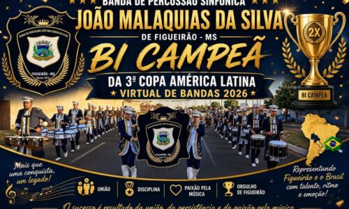 Com apoio do prefeito Juvenal Consolaro, banda de Figueirão conquista 1º lugar em competição internacional de fanfarras