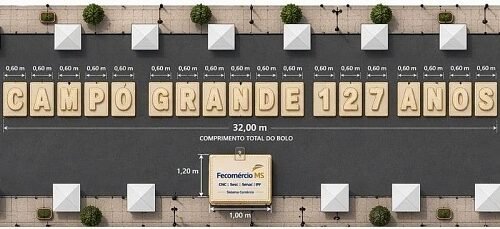 Bolo de 32 metros vai marcar aniversário de Campo Grande